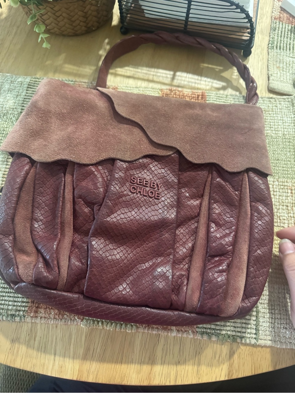 See By Chloe Dusty Rose Suede & Textured Leather Shoulder Bag